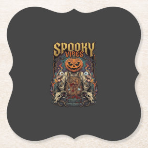 Griezelige Vires Halloween Pompoen Hoofd met Oogba Kartonnen Onderzetters