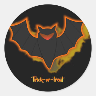 Griezelige Vleermuis Halloween Sticker - Zwarte Th