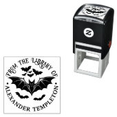 Griezelige Vliegende Vleermuizen Bibliotheek Boekn Zelfinktende Stempel (In situ)