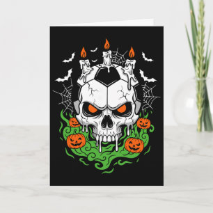 Griezelige Voetbal Schedel Halloween Kaars Pompoen Kaart