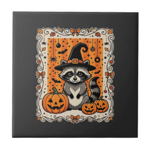 Griezelige Wasbeer Halloween Pompoen Ontwerp_1 Tegeltje