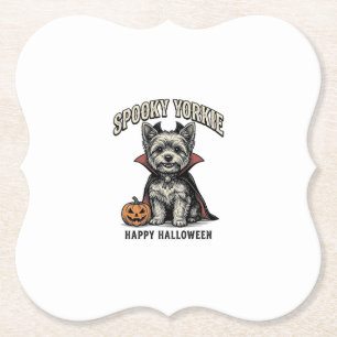 Griezelige Yorkie Halloween Hond Vintage Shirt Ont Kartonnen Onderzetters