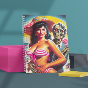 Griezelige Zombie Strand Pin-up Notitieboek