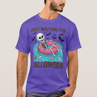 Griezelige Zomer Skelet Wachtend Op Halloween  T-shirt