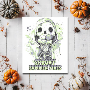 Griezelige zomerse sfeer Skelet ijs Summerween Briefkaart