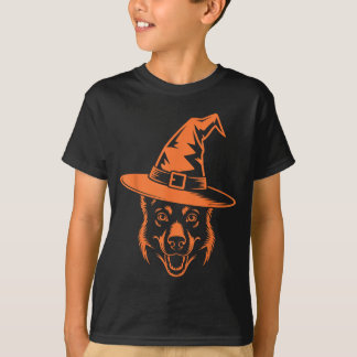 Griezelige Zwarte Duitse Herdershond Heksenhoed T-shirt