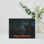 Griezelige Zwarte Kat Halloween Ansichtkaart Briefkaart (Staand voorkant)