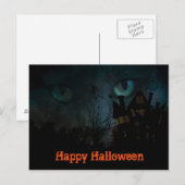 Griezelige Zwarte Kat Halloween Ansichtkaart Briefkaart (Voorkant / Achterkant)