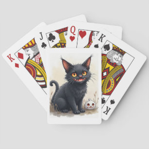 Griezelige Zwarte Kat Klassieke Speelkaarten