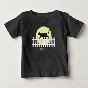 Griezelige Zwarte Kat op Hekwerk T-Shirt