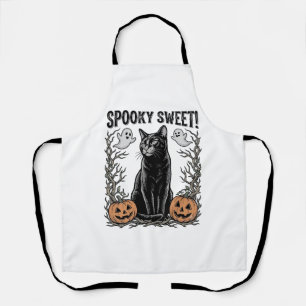 Griezelige Zwarte Kat Vintage Halloween Gravure Sh Schort
