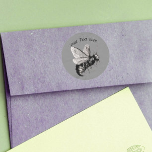 Griezelige Zwarte witte Bij Schedel Vleugels Grijs Ronde Sticker