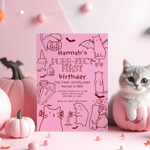 Griezels Cats thema Eerste Verjaardagsfeestje Kaart