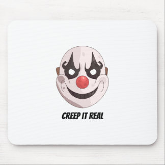 Griezels echt griezelig clown masker Halloween gra Muismat