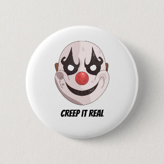 Griezels echt griezelig clown masker Halloween gra Ronde Button 5,7 Cm