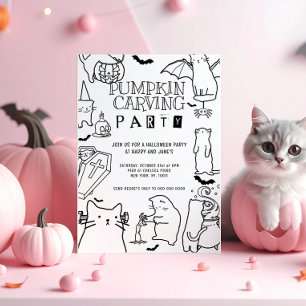 Griezelsnorren Thema Pompoensnijfeest Kaart