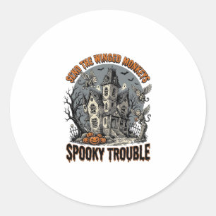 Griezende gevleugelde apen Griezelen Halloween Shi Ronde Sticker