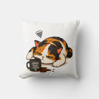 Griezige Calico Kat - Coffee sprak Kussen