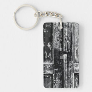 Griezige Hangslot Oude Houten Ongeverfde Deur Foto Sleutelhanger