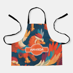 Griffin Bloemen Kleurrijk Gepersonaliseerd Patroon Schort