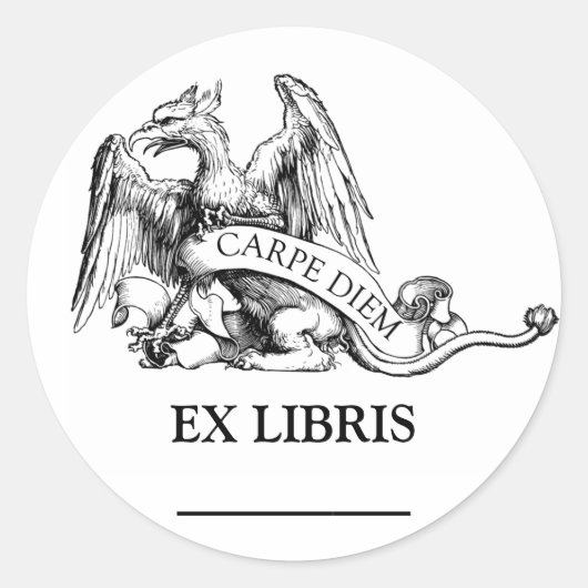 Griffin Bookplate Ronde Sticker (Voorkant)