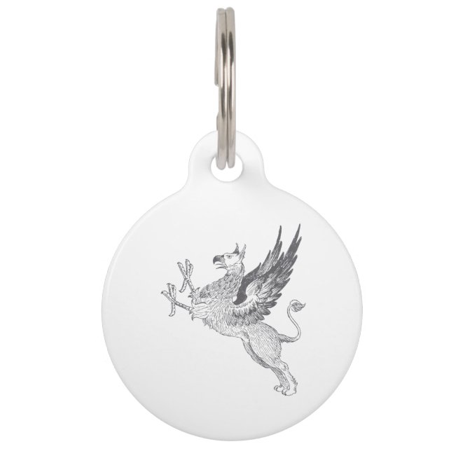  Griffin Letterpress Line Art Huisdierpenning (Voorkant)