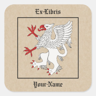 Griffin Rampant Argent Bookplaat Vierkante Sticker