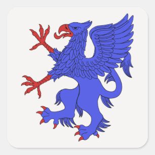 Griffin Rampant Azure Vierkante Sticker