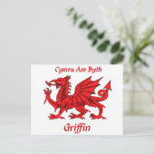 Griffin Welsh Dragon Briefkaart (Staand voorkant)