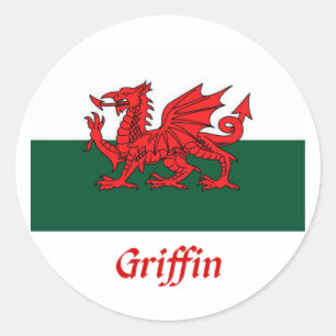 Griffin Welsh vlag Ronde Sticker