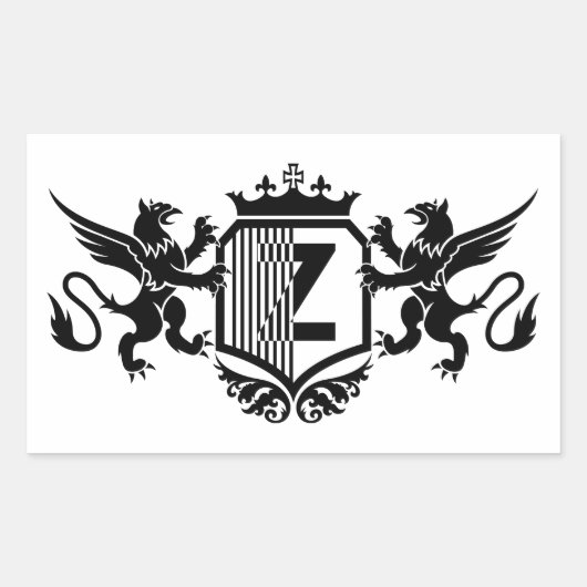 Griffins flankeren een schild met de letter "Z" Rechthoekige Sticker (Voorkant)