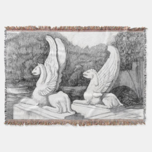 Griffins sculptuur monochrome potlood Art Deken