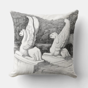 Griffins sculptuur monochrome potlood Art Kussen