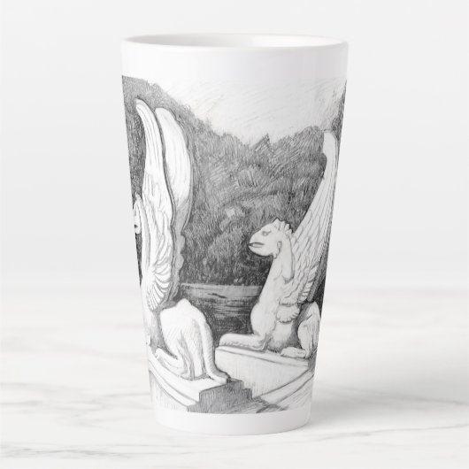 Griffins sculptuur monochrome potlood Art Latte Mok (Voorkant)