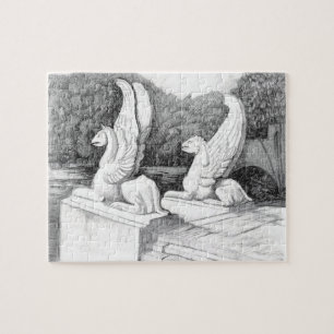 Griffins sculptuur monochrome potlood Art Legpuzzel