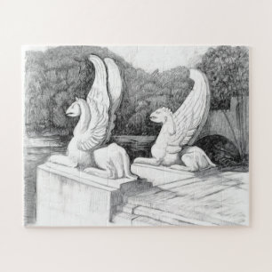 Griffins sculptuur monochrome potlood Art Legpuzzel