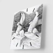 Griffins sculptuur monochrome potlood Art Vierkante Klok (Hoek)