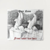 Griffins sculptuur monochrome potlood Art Wandkleed (Voorkant (horizontaal))