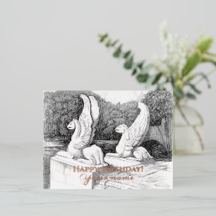 Griffins sculptuur monochroom folie feestdagen briefkaart