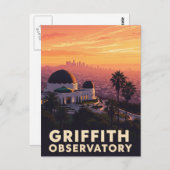 Griffith Observatorium Los Angeles zonsondergang Briefkaart (Voorkant / Achterkant)