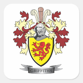 Griffiths Familie Crest Coat of Arms Vierkante Sticker