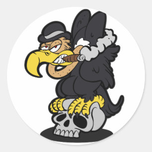 Griffon Vulture cartoon achtergrondkleur kiezen Ronde Sticker