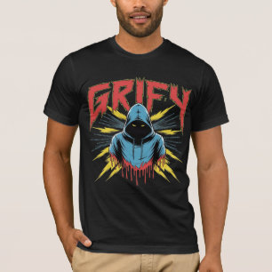 Grify Cyber Hacker Kunst Hooded Rogue Binaire Code T-shirt