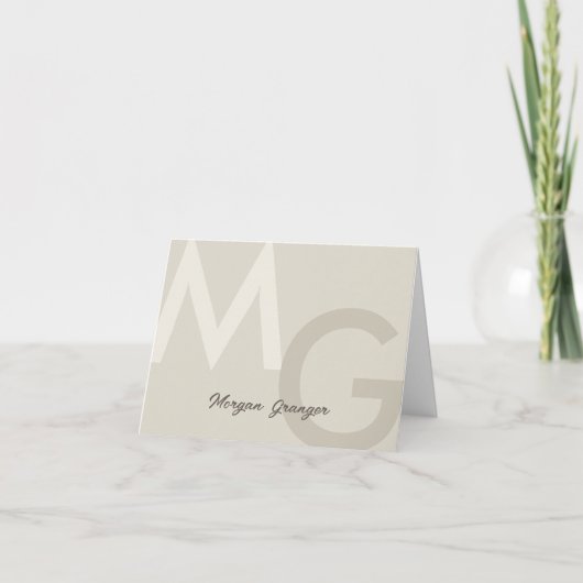 Grige Minimal Nettoyer Moderne Gros Monogramme Not (Devant)