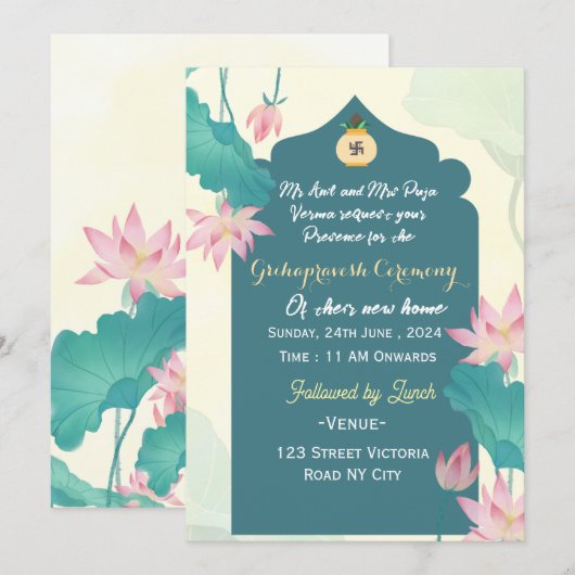 Grihapravesh Invitations (Devant / Derrière)