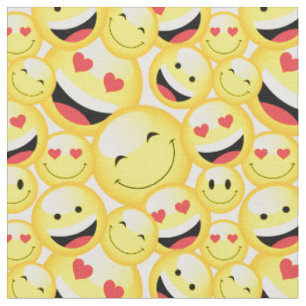Grijnzend Geel Emoji Gezichten Patroon Stof