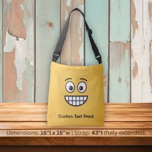 Grijnzend Gezicht met Open Ogen Crossbody Tas