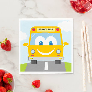 Grijnzende Gele Schoolbus Servet
