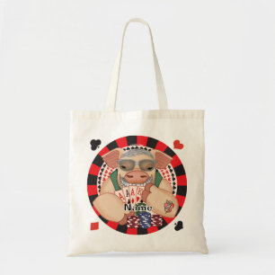 Grijnzende pokeraar tote bag