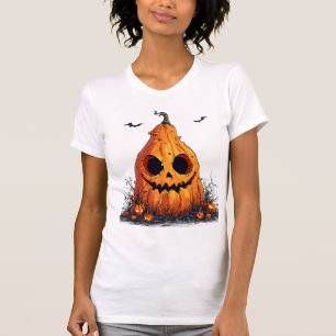 Grijnzende Pompoen Met een Griezelige Uitdrukking T-shirt
